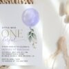 Purple Balloon First Birthday Invitation, Birthday Stationery, Girl Birthday, Printable File, Edit Yourself, SH106