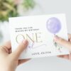 Purple Balloon Thank You Card, First Birthday, Girl Birthday, Printable File, Edit Yourself, SH106