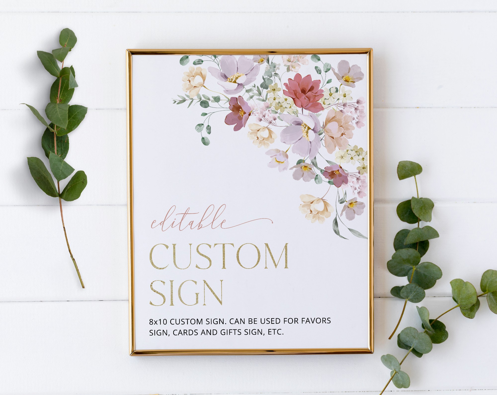 Colorful Flowers Custom Sign, Birthday Sign, First Birthday, Girl Birthday, Printable File, Edit Yourself, SH107