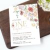 Colorful Flowers First Birthday Invite, Birthday Stationery, Girl Birthday, Printable File, Edit Yourself, SH107