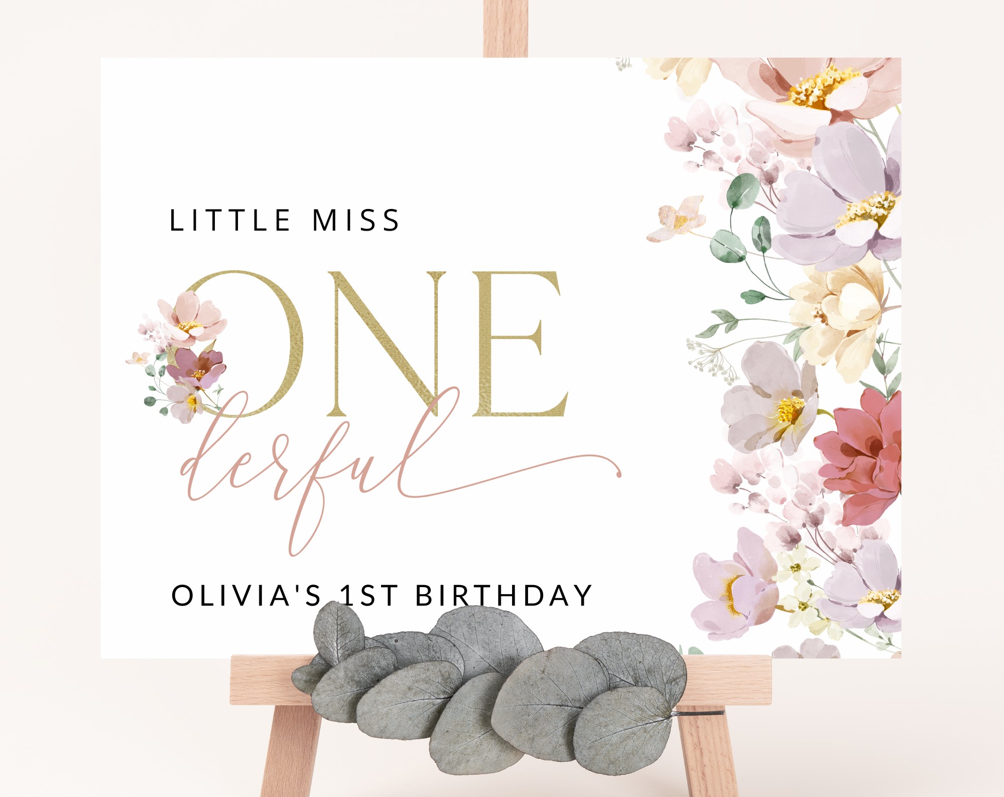 Colorful Flowers Welcome Sign, Birthday Sign, First Birthday, Girl Birthday, Printable File, Edit Yourself, SH107