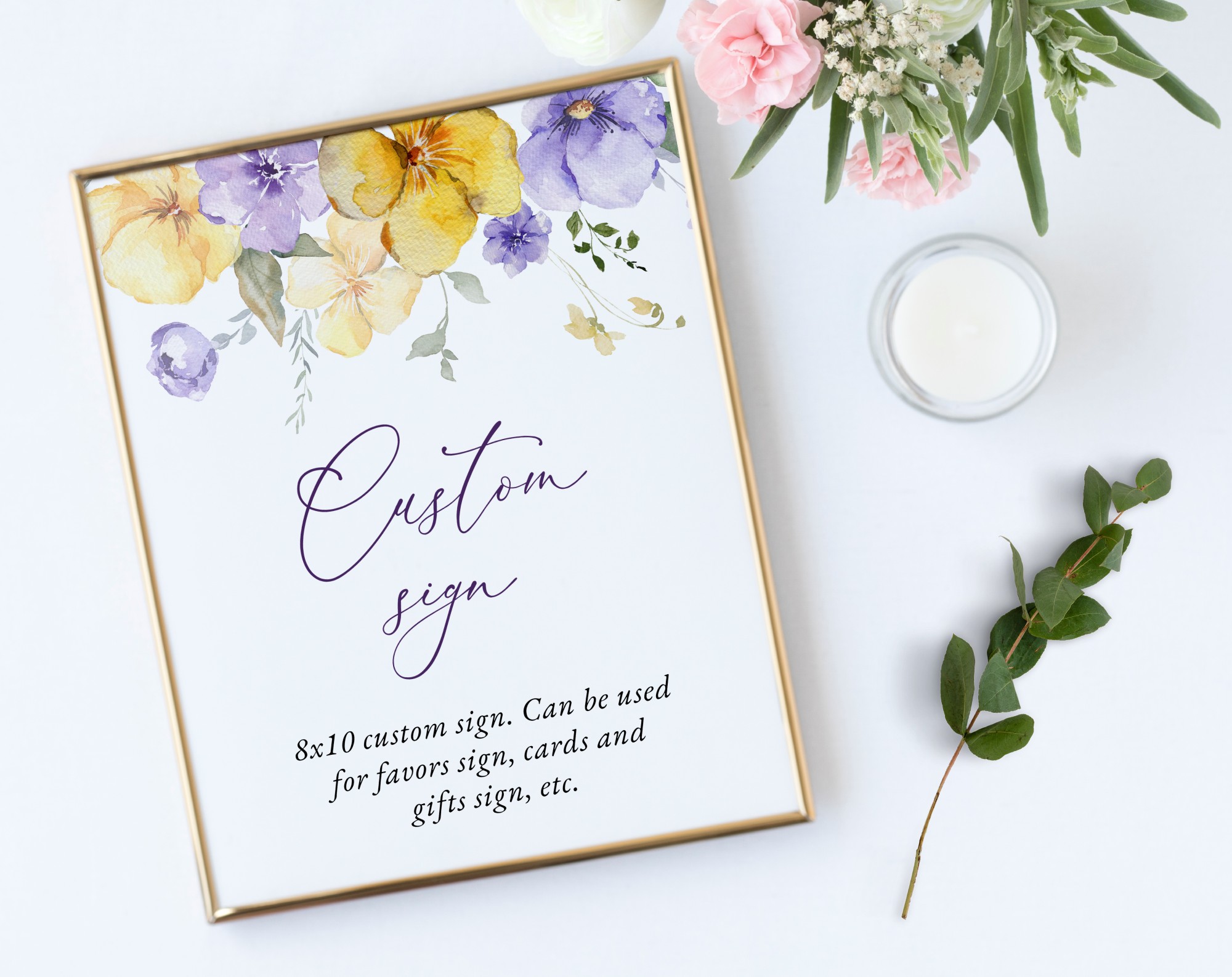 Purple and Yellow Flowers Custom Sign, Birthday Sign, Girl Birthday, Printable File, Edit Yourself, SH108 Purple and Yellow Flowers Custom Sign, Birthday Sign, Girl Birthday, Printable File, Edit Yourself, SH108
