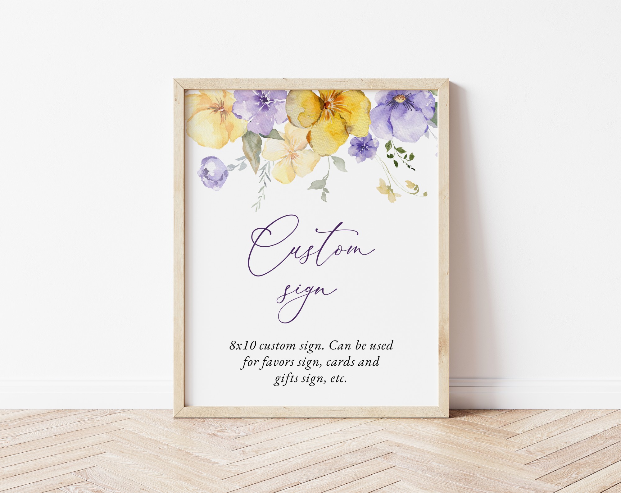 Purple and Yellow Flowers Custom Sign, Birthday Sign, Girl Birthday, Printable File, Edit Yourself, SH108 Purple and Yellow Flowers Custom Sign, Birthday Sign, Girl Birthday, Printable File, Edit Yourself, SH108