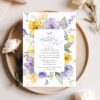 Purple and Yellow Flowers Birthday Invitation, Girl Birthday, Any Birthday, Printable File, Edit Yourself, SH108