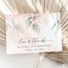 Blush Pink Flowers Thank You Card, Girl Birthday, Printable File, Edit Yourself, SH109
