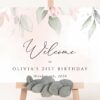 Blush Pink Flowers Welcome Sign, Birthday Sign, Girl Birthday, Printable File, Edit Yourself, SH109