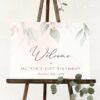Blush Pink Flowers Welcome Sign, Birthday Sign, Girl Birthday, Printable File, Edit Yourself, SH109