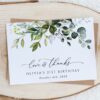 Eucalyptus Leaves Thank You Card, Any Birthday, Printable File, Edit Yourself, SH110