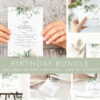 Greenery and Gold Birthday Mini Bundle, Any Birthday, Printable File, Edit Yourself, SH111