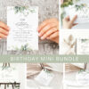 Greenery and Gold Birthday Mini Bundle, Any Birthday, Printable File, Edit Yourself, SH111 Greenery and Gold Birthday Mini Bundle, Any Birthday, Printable File, Edit Yourself, SH111