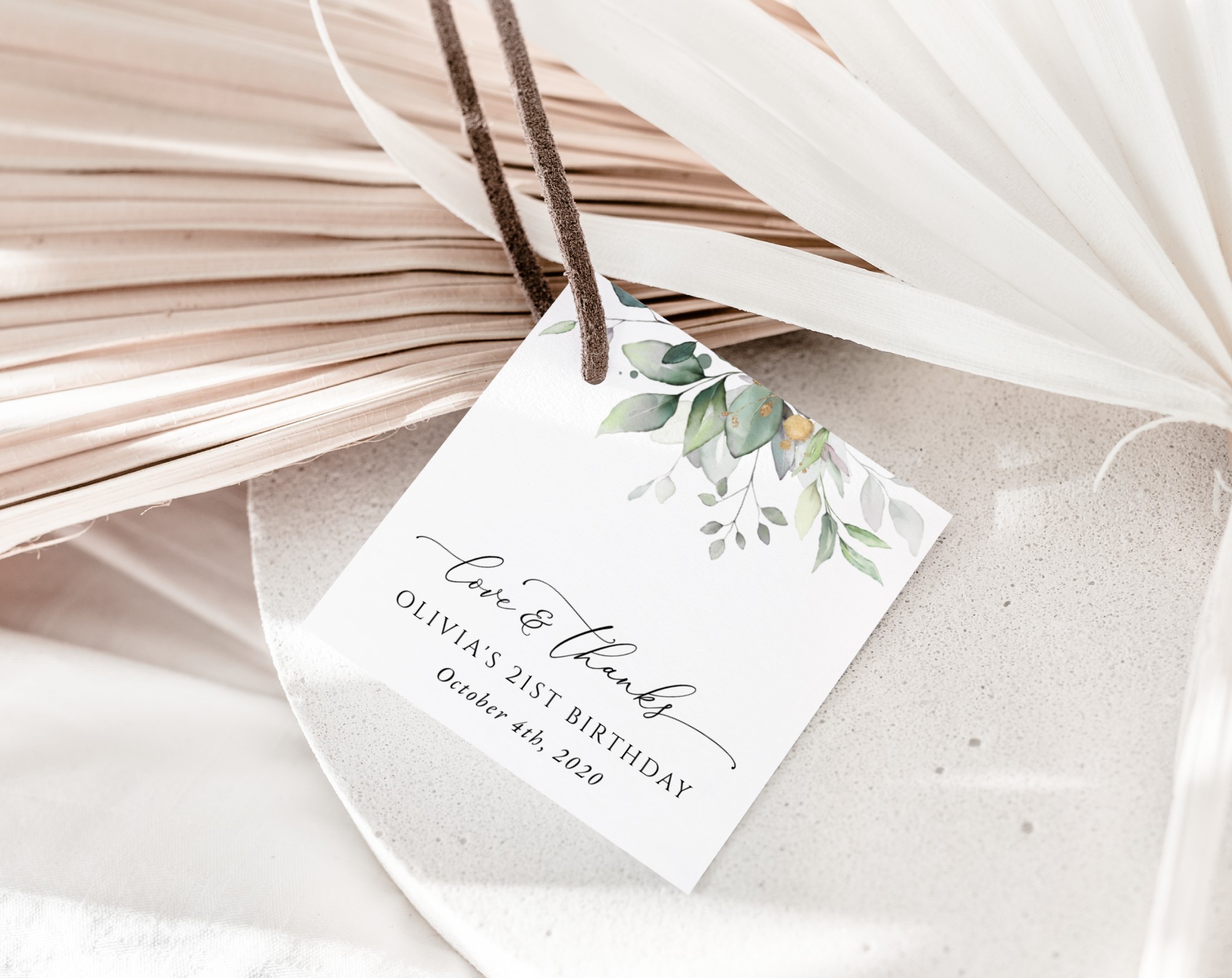 Greenery and Gold Favor Tags, Gift Tags, Any Birthday, Printable File, Edit Yourself, SH111 Greenery and Gold Favor Tags, Gift Tags, Any Birthday, Printable File, Edit Yourself, SH111