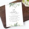 Greenery and Gold Birthday Invitation, Any Birthday, Printable File, Edit Yourself, SH111
