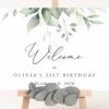 Greenery and Gold Welcome Sign, Birthday Sign, Any Birthday, Printable File, Edit Yourself, SH111 Greenery and Gold Welcome Sign, Birthday Sign, Any Birthday, Printable File, Edit Yourself, SH111