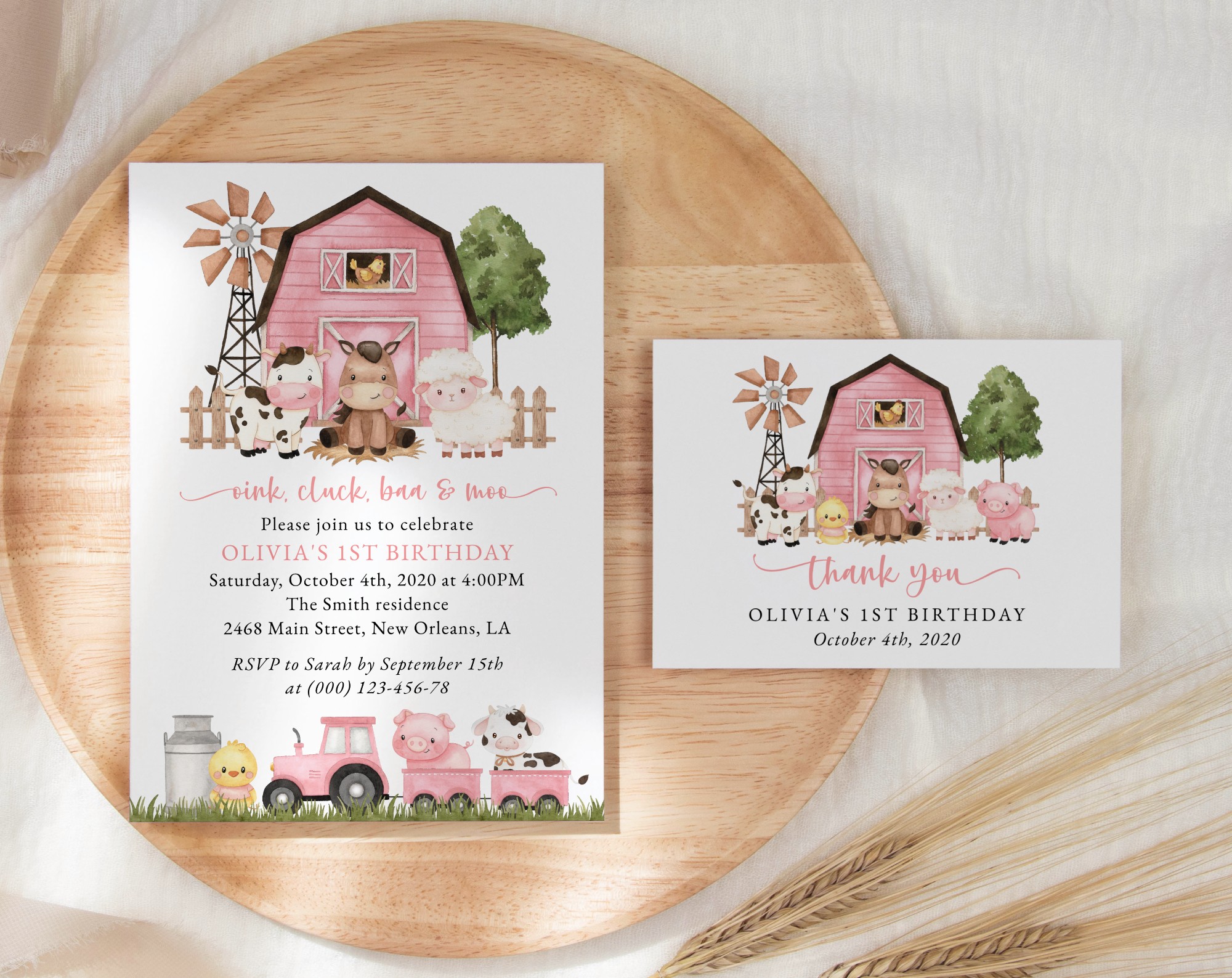 SH112 Farm Animals and Pink Barn First Birthday Shop by Collection