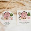 Farm Animals and Pink Barn Favor Tags, First Birthday, Girl Birthday, Printable File, Edit Yourself, SH112