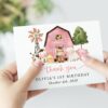 Farm Animals and Pink Barn Thank You Card, First Birthday, Girl Birthday, Printable File, Edit Yourself, SH112 Farm Animals and Pink Barn Thank You Card, First Birthday, Girl Birthday, Printable File, Edit Yourself, SH112