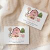 Farm Animals and Pink Barn Thank You Card, First Birthday, Girl Birthday, Printable File, Edit Yourself, SH112