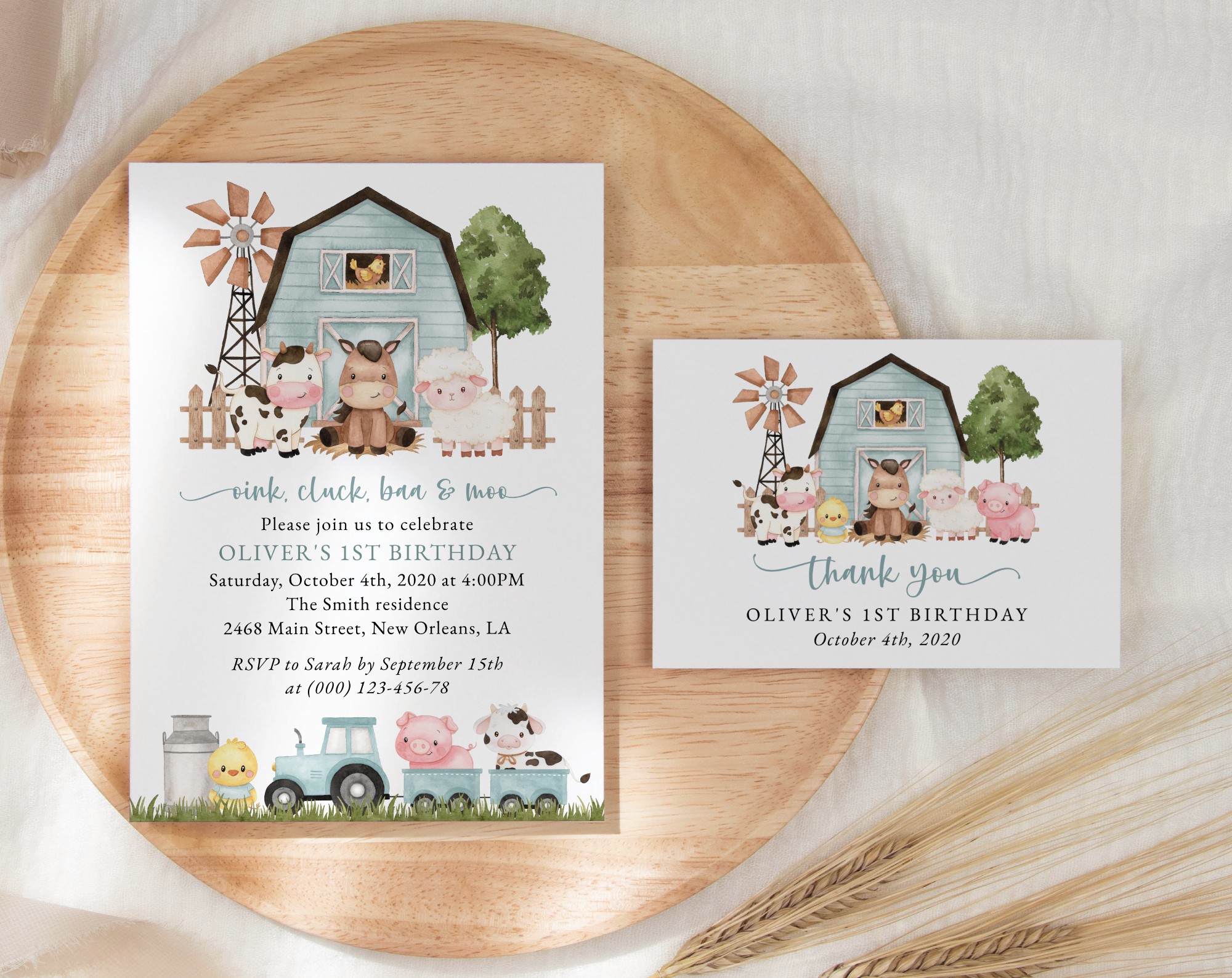 SH113 Farm Animals and Blue Barn First Birthday Shop by Collection