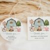 Farm Animals and Blue Barn Favor Tags, First Birthday, Boy Birthday, Printable File, Edit Yourself, SH113