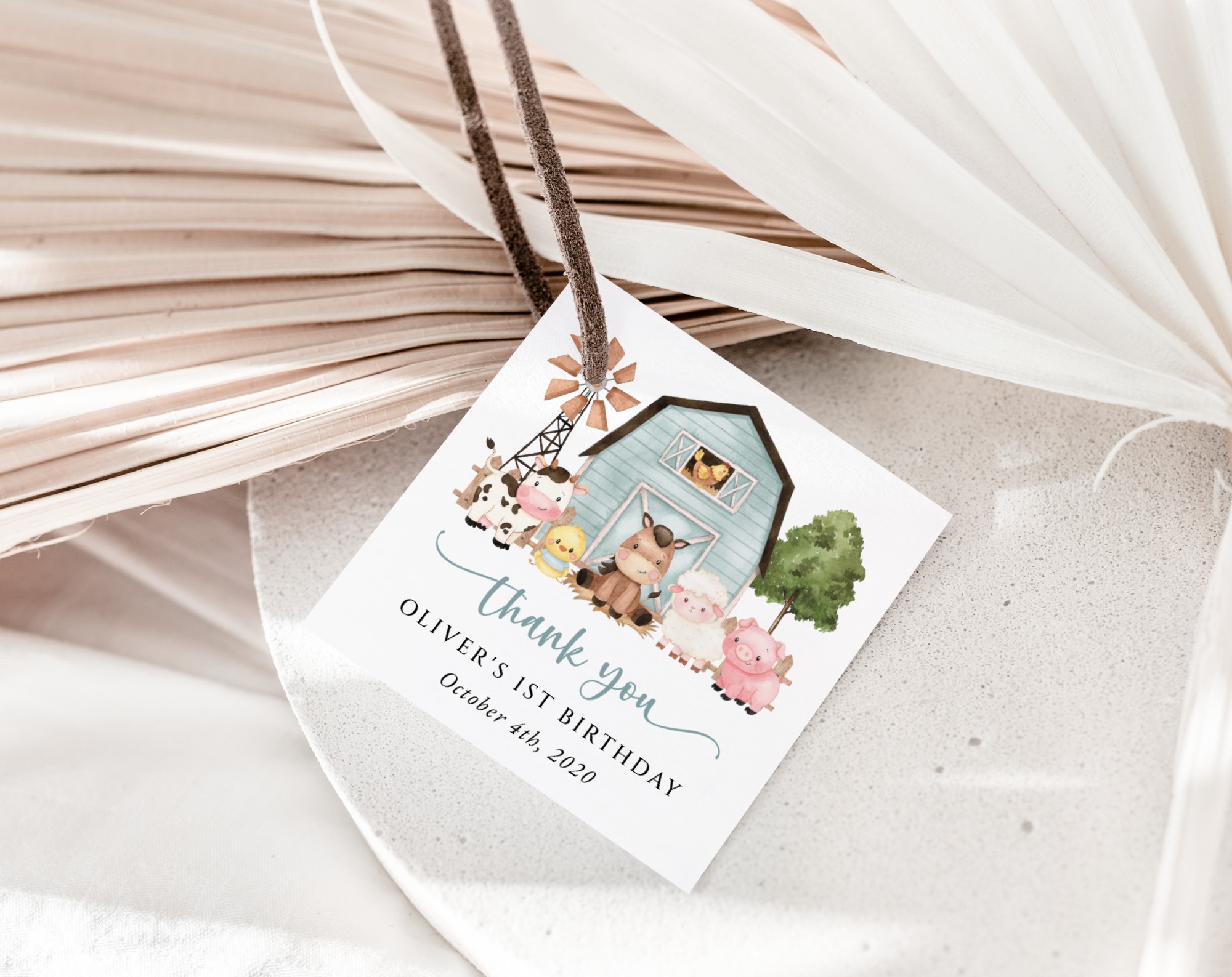 Farm Animals and Blue Barn Favor Tags, First Birthday, Boy Birthday, Printable File, Edit Yourself, SH113 Farm Animals and Blue Barn Favor Tags, First Birthday, Boy Birthday, Printable File, Edit Yourself, SH113