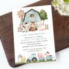 Farm Animals and Blue Barn First Birthday Invitation, Birthday Stationery, Boy Birthday, Printable File, Edit Yourself, SH113