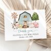 Farm Animals and Blue Barn Thank You Card, First Birthday, Boy Birthday, Printable File, Edit Yourself, SH113