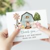 Farm Animals and Blue Barn Thank You Card, First Birthday, Boy Birthday, Printable File, Edit Yourself, SH113