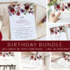 Burgundy, Purple and Blush Flowers Birthday Mini Bundle, Girl Birthday, Any Birthday, Printable File, Edit Yourself, SH114