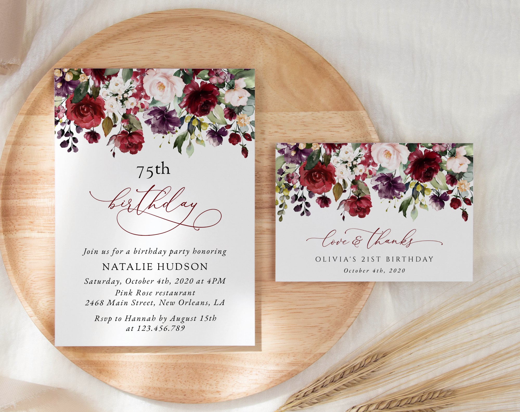 SH114 Burgundy, Purple and Blush Flowers Birthday Shop by Collection