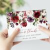 Burgundy, Purple and Blush Flowers Thank You Card, Girl Birthday, Printable File, Edit Yourself, SH114