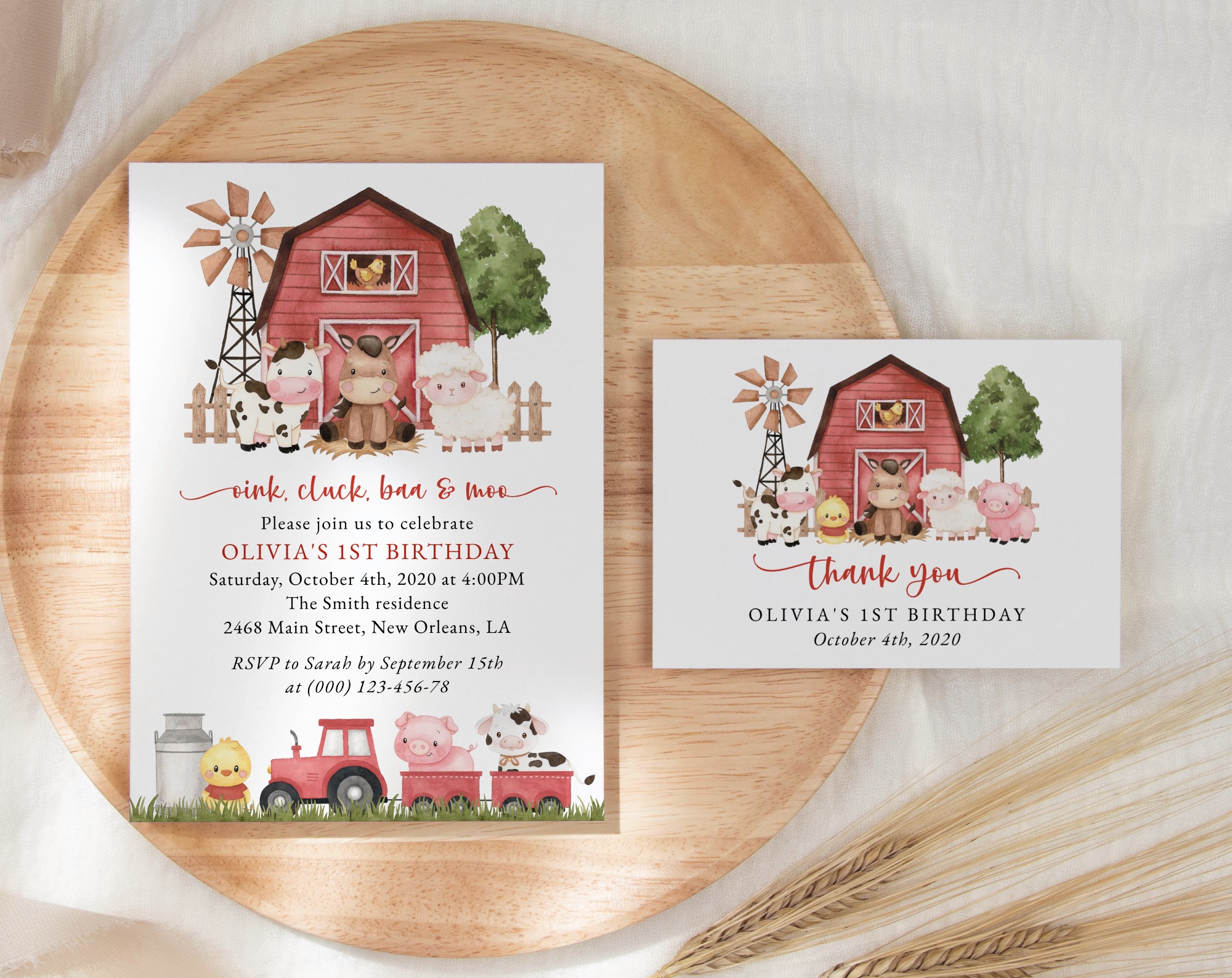 SH115 Farm Animals and Red Barn First Birthday Shop by Collection
