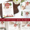 Farm Animals and Red Barn First Birthday Mini Bundle, Girl Birthday, Printable File, Edit Yourself, SH115 Farm Animals and Red Barn First Birthday Mini Bundle, Girl Birthday, Printable File, Edit Yourself, SH115