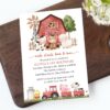 Farm Animals and Red Barn First Birthday Invitation, Birthday Stationery, Girl Birthday, Printable File, Edit Yourself, SH115 Farm Animals and Red Barn First Birthday Invitation, Birthday Stationery, Girl Birthday, Printable File, Edit Yourself, SH115