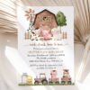 Farm Animals and Brown Barn First Birthday Invitation, Birthday Stationery, Gender Neutral, Printable File, Edit Yourself, SH116