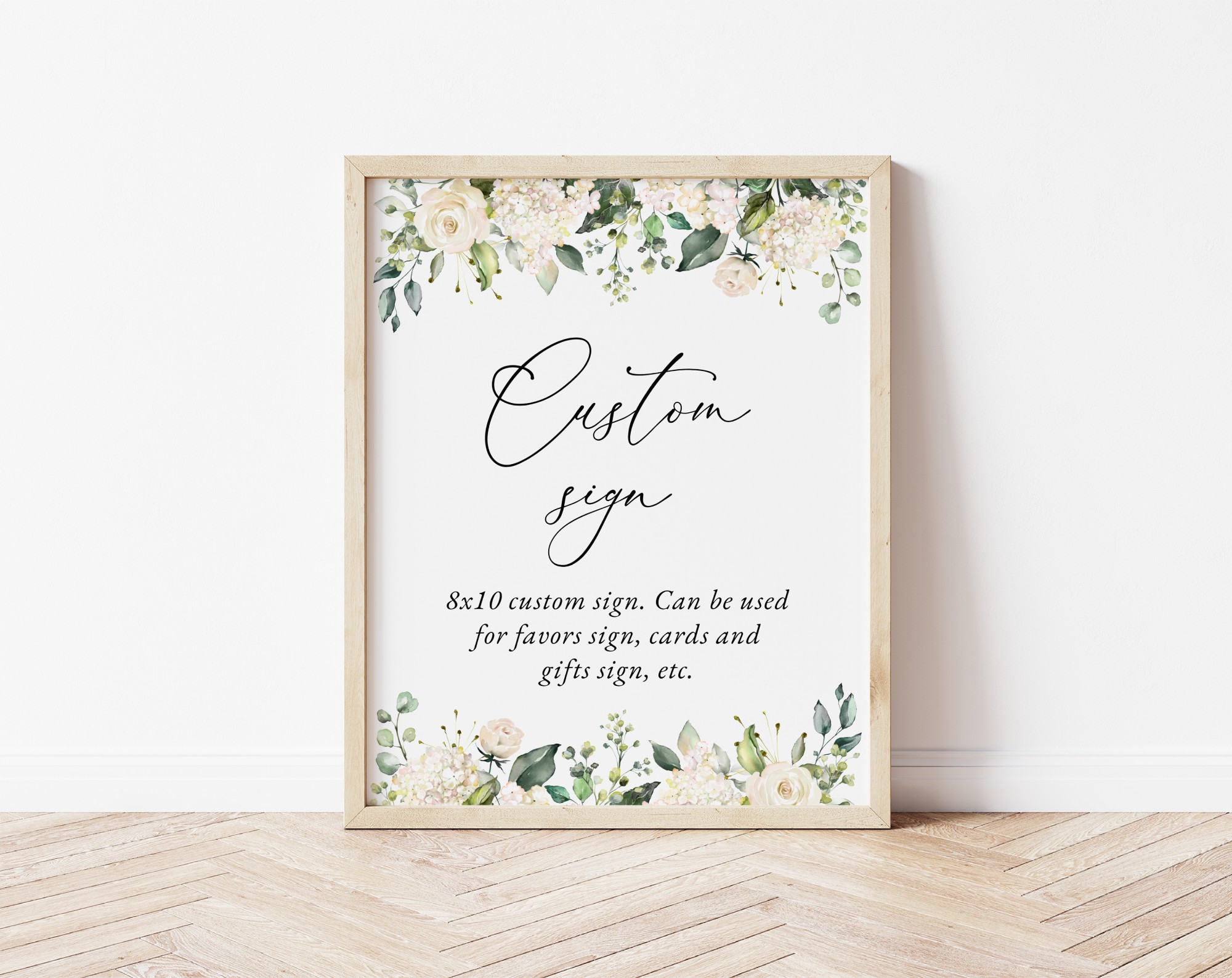 Cream White Flowers Custom Sign, Printable File, Edit Yourself, SH117 SH133