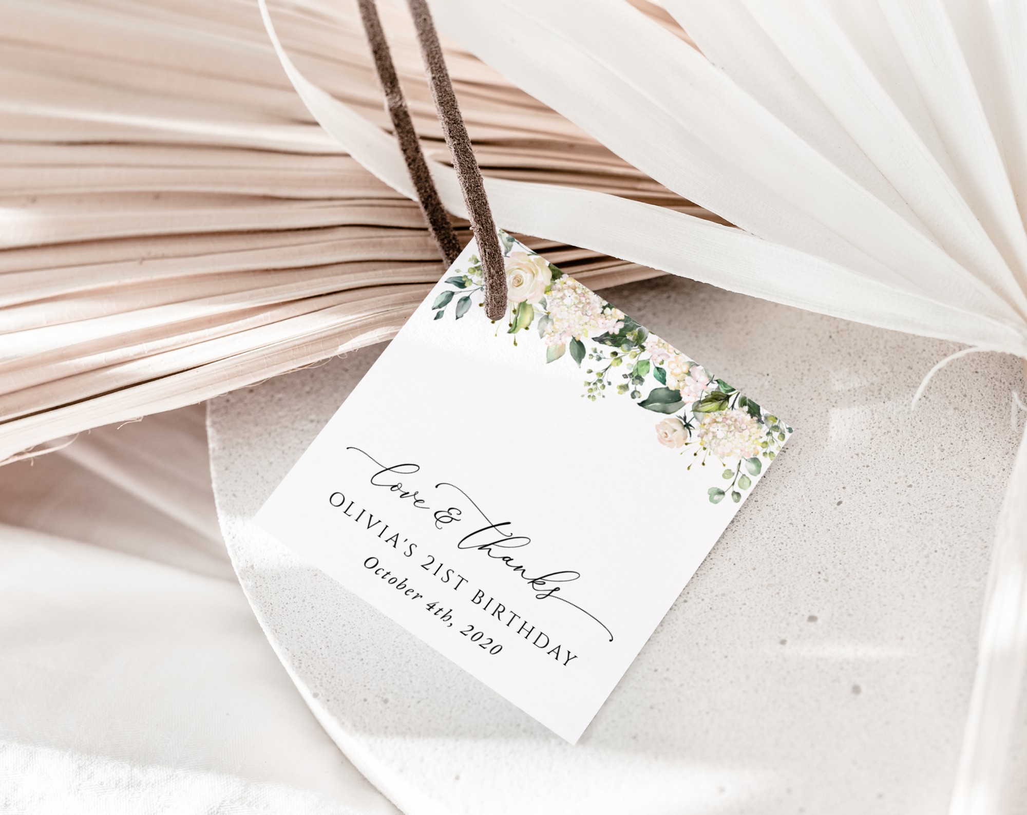 Cream White Flowers Favor Tags, Gift Tags, Girl Birthday, Printable File, Edit Yourself, SH117 Cream White Flowers Favor Tags, Gift Tags, Girl Birthday, Printable File, Edit Yourself, SH117