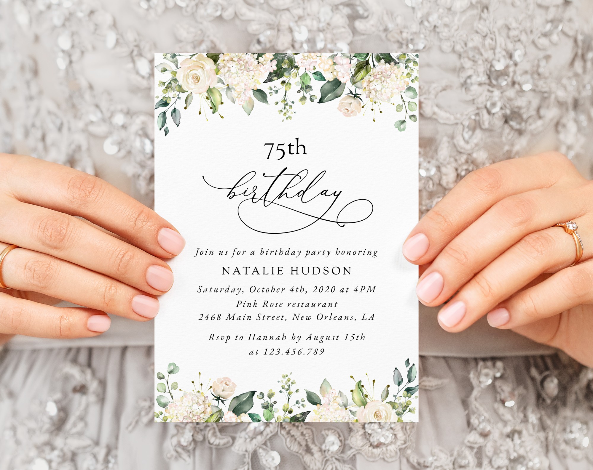 Cream White Flowers Birthday Invitation, Girl Birthday, Any Birthday, Printable File, Edit Yourself, SH117 Cream White Flowers Birthday Invitation, Girl Birthday, Any Birthday, Printable File, Edit Yourself, SH117