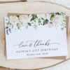 Cream White Flowers Thank You Card, Girl Birthday, Printable File, Edit Yourself, SH117