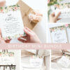 Pink, Orange and White Flowers Birthday Mini Bundle, Girl Birthday, Any Birthday, Printable File, Edit Yourself, SH118 Pink, Orange and White Flowers Birthday Mini Bundle, Girl Birthday, Any Birthday, Printable File, Edit Yourself, SH118