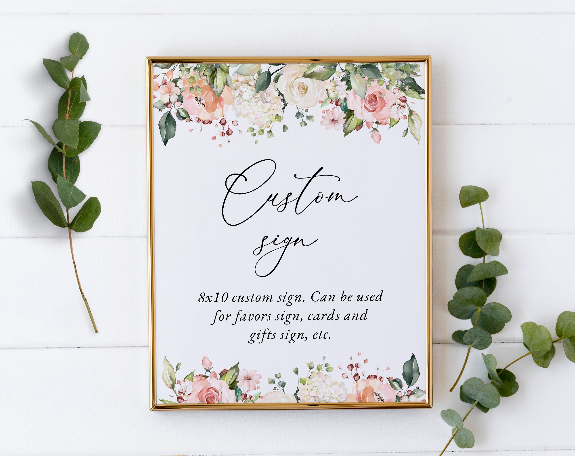 Pink, Orange and White Flowers Custom Sign, Printable File, Edit Yourself, SH118 SH134