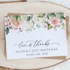 Pink, Orange and White Flowers Thank You Card, Girl Birthday, Printable File, Edit Yourself, SH118