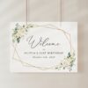 White Flowers Welcome Sign, Birthday Sign, Girl Birthday, Printable File, Edit Yourself, SH120