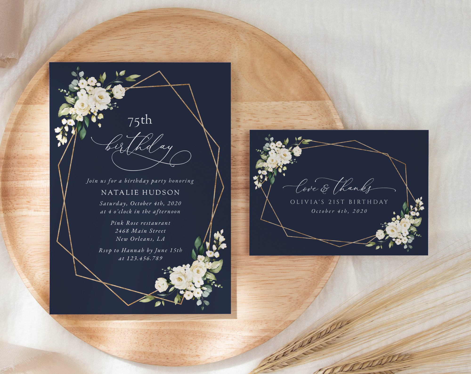 SH121 Navy and White Flowers Birthday Shop by Collection