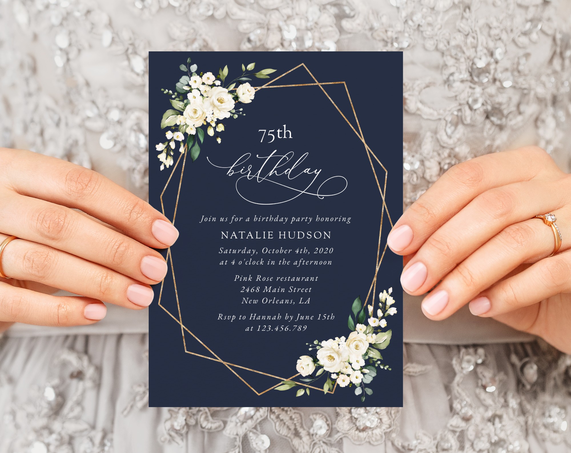 Navy and White Flowers Birthday Invitation, Girl Birthday, Any Birthday, Printable File, Edit Yourself, SH121 Navy and White Flowers Birthday Invitation, Girl Birthday, Any Birthday, Printable File, Edit Yourself, SH121