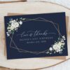 Navy and White Flowers Thank You Card, Girl Birthday, Any Birthday, Printable File, Edit Yourself, SH121 Navy and White Flowers Thank You Card, Girl Birthday, Any Birthday, Printable File, Edit Yourself, SH121