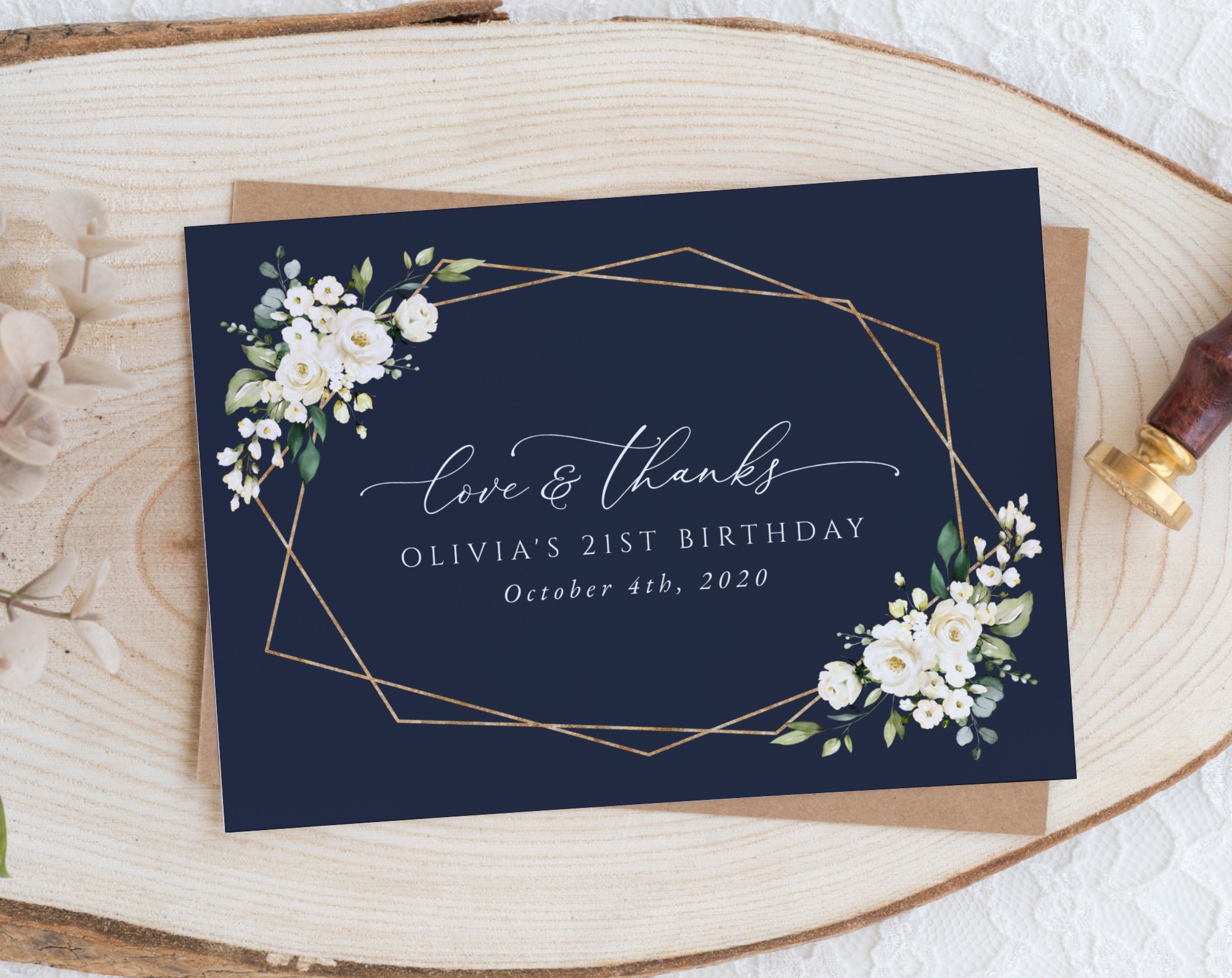 Navy and White Flowers Thank You Card, Girl Birthday, Any Birthday, Printable File, Edit Yourself, SH121 Navy and White Flowers Thank You Card, Girl Birthday, Any Birthday, Printable File, Edit Yourself, SH121