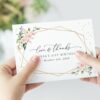 Pink Flowers and Gold Confetti Thank You Card, Girl Birthday, Any Birthday, Printable File, Edit Yourself, SH122 Pink Flowers and Gold Confetti Thank You Card, Girl Birthday, Any Birthday, Printable File, Edit Yourself, SH122