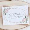 Pink Flowers and Gold Confetti Thank You Card, Girl Birthday, Any Birthday, Printable File, Edit Yourself, SH122 Pink Flowers and Gold Confetti Thank You Card, Girl Birthday, Any Birthday, Printable File, Edit Yourself, SH122