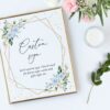 Blue Flowers and Gold Confetti Custom Sign, Printable File, Edit Yourself, SH123 SH136 SH176