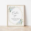 Blue Flowers and Gold Confetti Custom Sign, Printable File, Edit Yourself, SH123 SH136 SH176